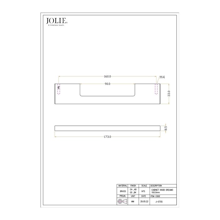 JOLIE JOLIE symmetrical furniture handles SYMM - aged silver