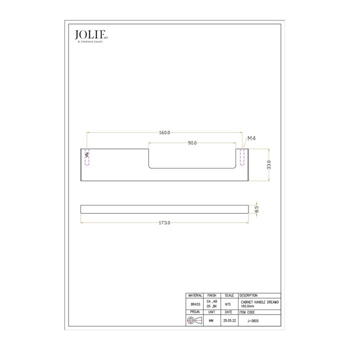 JOLIE JOLIE asymmetric furniture handles A-SYMM - aged silver