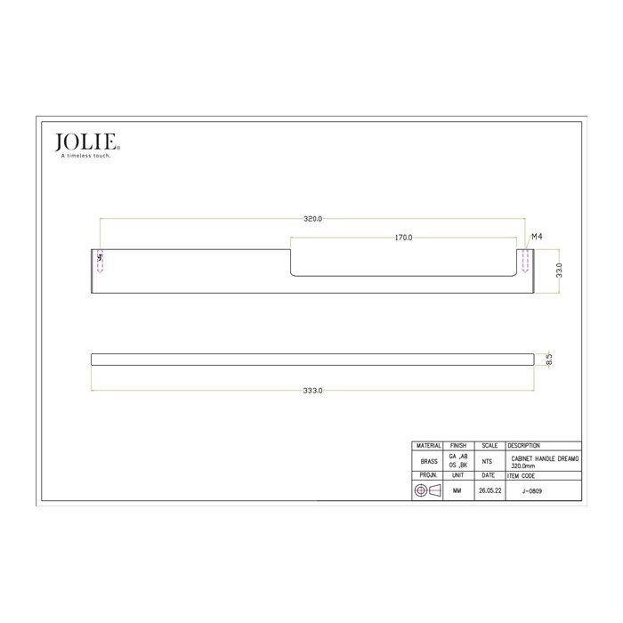 JOLIE JOLIE asymmetric furniture handles A-SYMM - aged silver