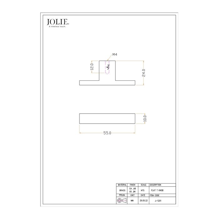 JOLIE Bouton de meuble JOLIE T-VERVE - bronze vieilli
