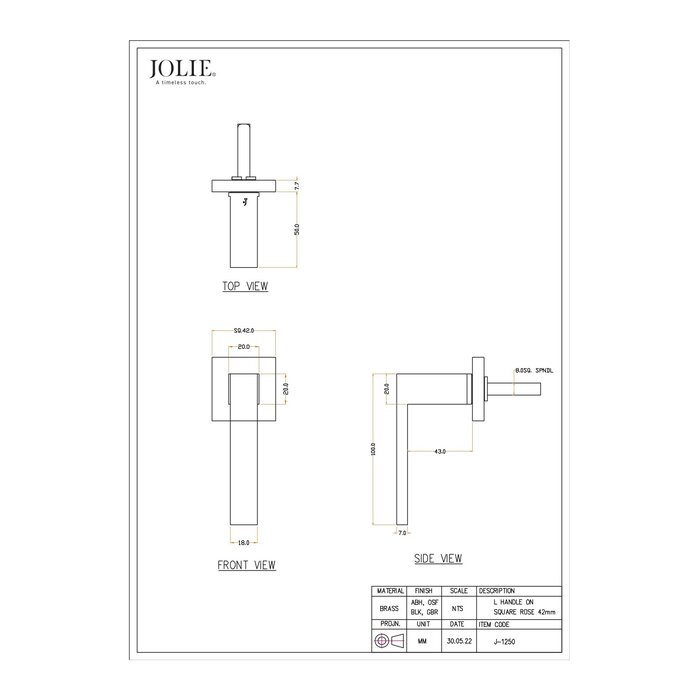 JOLIE Pair of JOLIE door handles "VERVE" T+L - aged bronze