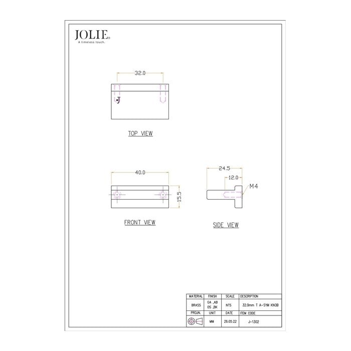 JOLIE Poignées de meubles JOLIE RIVERS - or vieilli