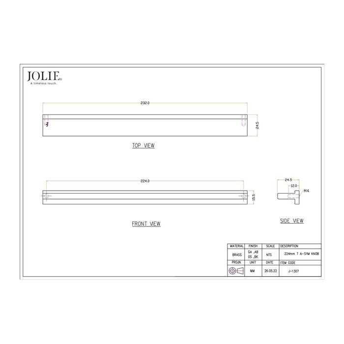 JOLIE JOLIE furniture handles RIVERS - aged gold