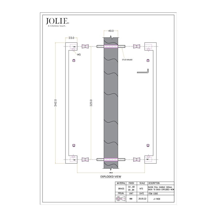 JOLIE Poignée de porte JOLIE REBEL - bronze vieilli