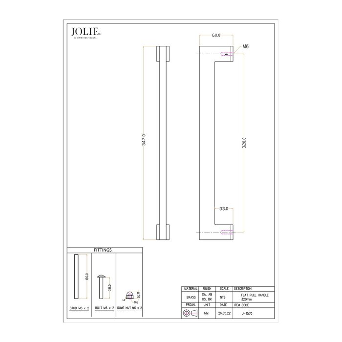 JOLIE JOLIE deurgreep EVOKE in Old Brons - verouderd brons