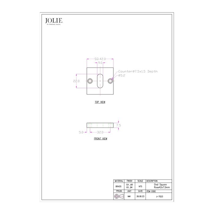 JOLIE Pair of JOLIE key plates 42x42 - aged black