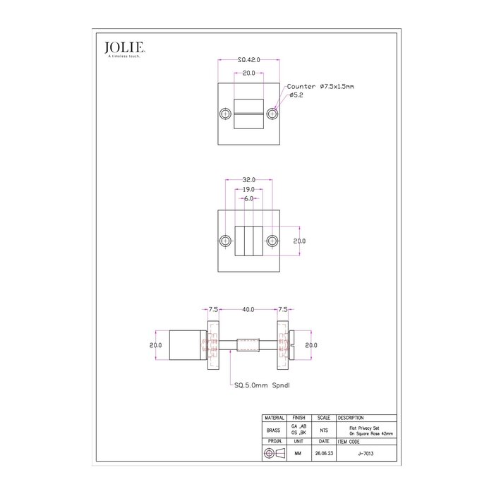 JOLIE JOLIE WC-Set 42x42mm - Antikschwarz