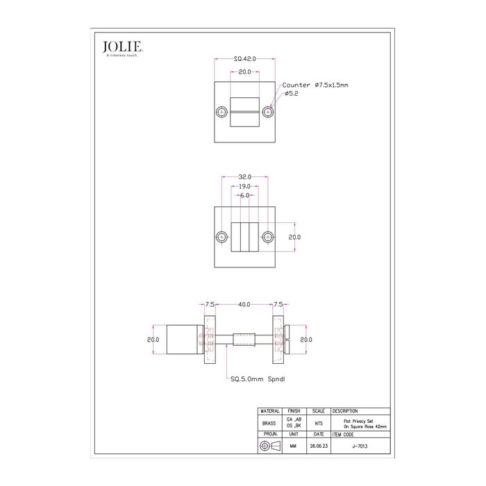 JOLIE JOLIE WC garnituur 42x42  - verouderd zilver