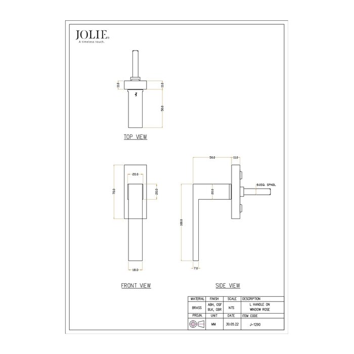 JOLIE JOLIE raamkruk "VERVE" Draai- kiep ramen - verouderd zwart