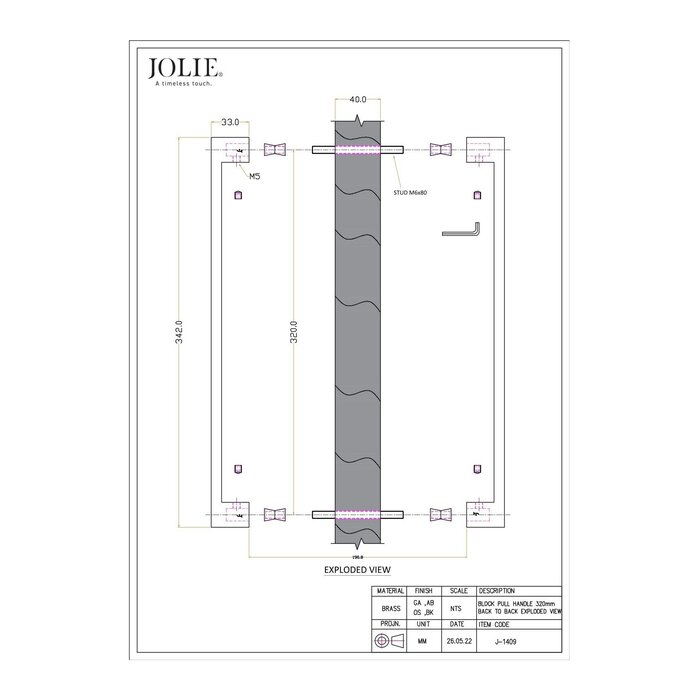JOLIE JOLIE deurgreep REBEL - verouderd zilver