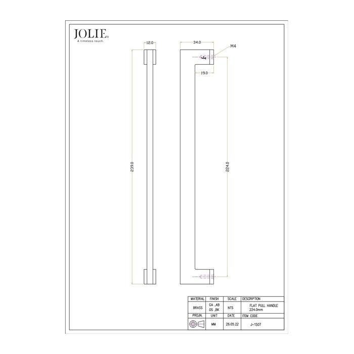 JOLIE JOLIE EVOKE furniture handles - aged gold