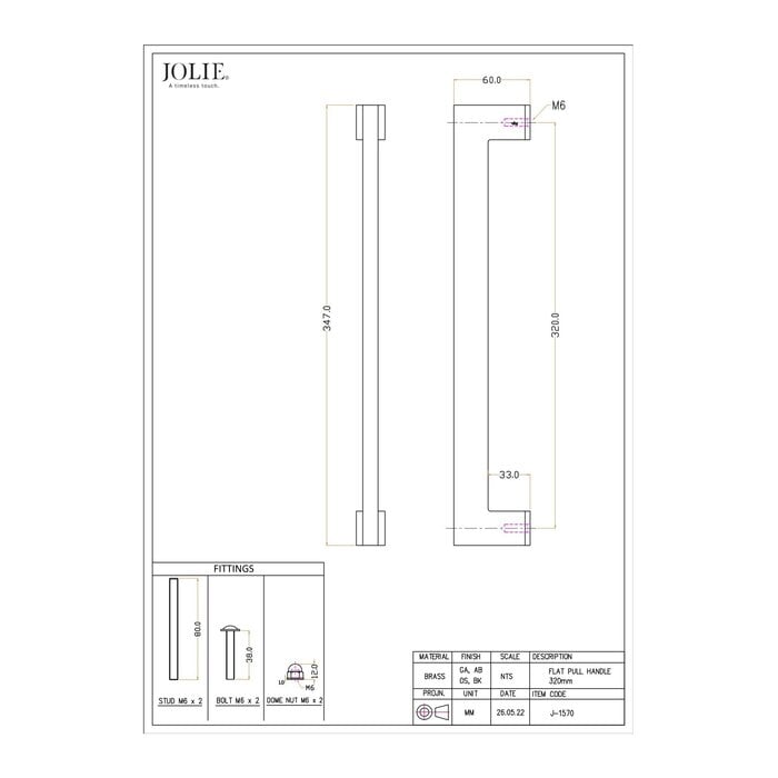 JOLIE Poignée de porte JOLIE EVOKE en noir vieilli