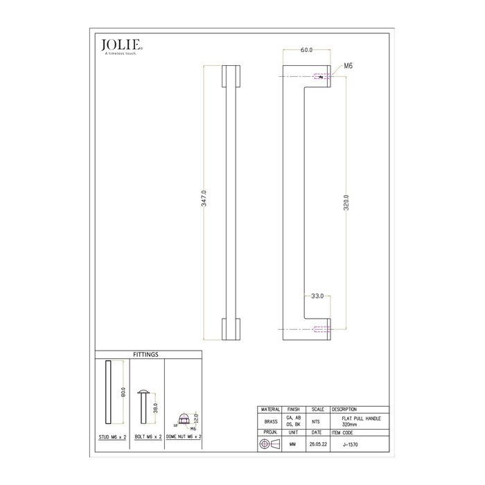 JOLIE JOLIE Türgriff EVOKE in Altsilber – gealtertes Silber