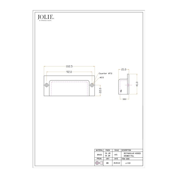 JOLIE JOLIE kom meubelgreep BRUTE - verouderd zwart