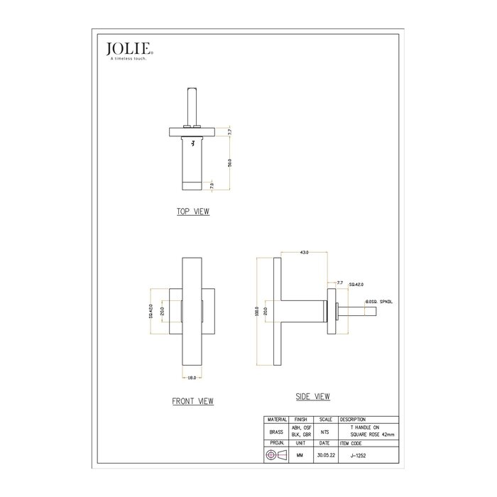 JOLIE Paar JOLIE Türgriffe „VERVE“ T+L – Antikgold