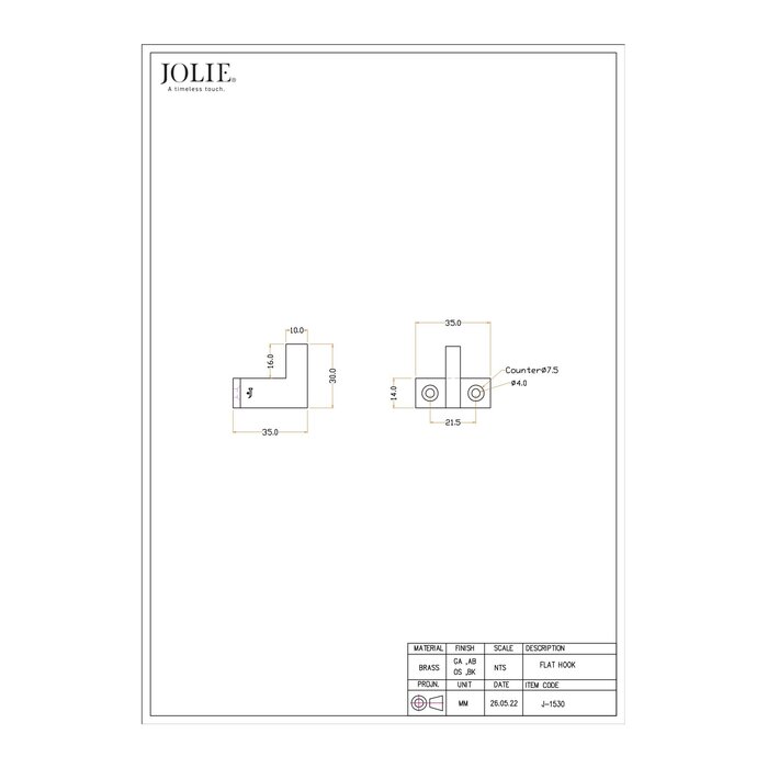 JOLIE JOLIE EVOKE Kleiderhaken – Antikgold