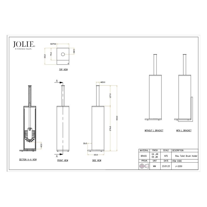 JOLIE Porte-brosse WC JOLIE « RIEU » - Argent vieilli