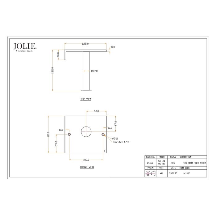 JOLIE JOLIE toilet roll holder RIEU - aged black