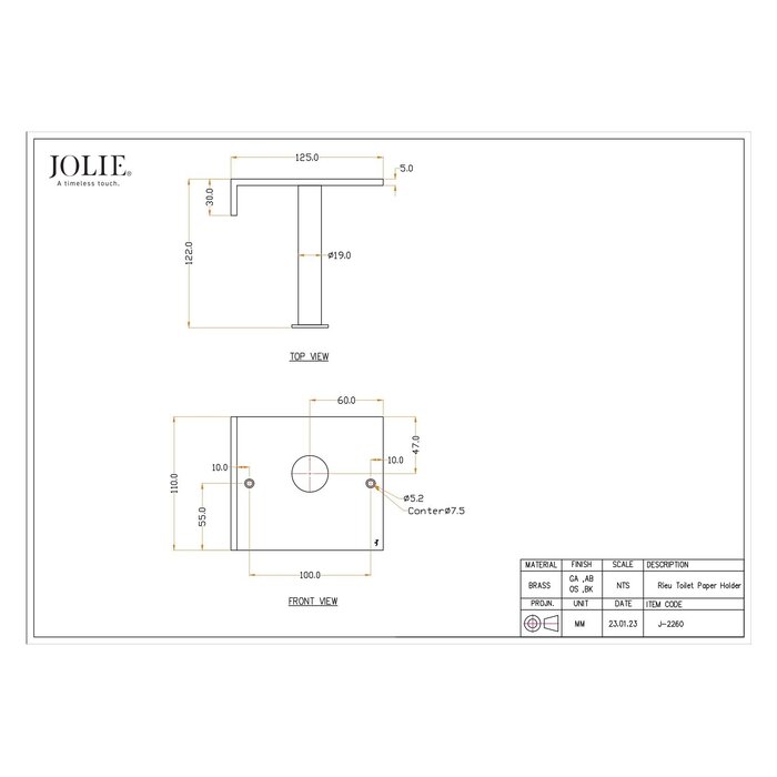 JOLIE JOLIE toilet roll holder RIEU - aged silver
