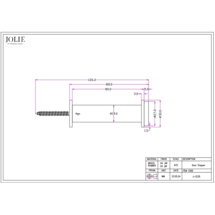 JOLIE JOLIE RIEU wall-mounted door stopper - aged silver