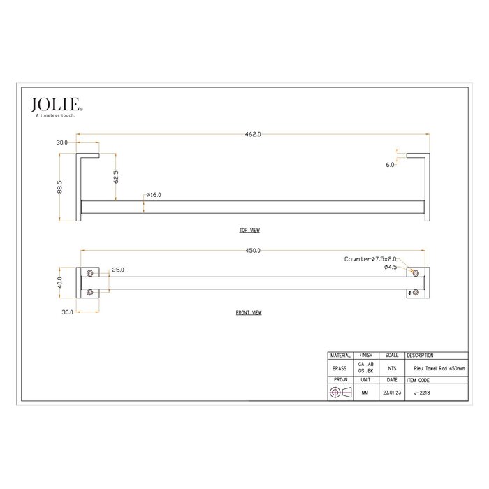 JOLIE JOLIE towel holder RIEU - aged bronze