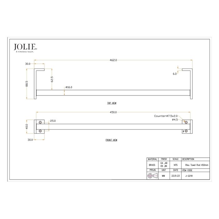 JOLIE JOLIE towel holder RIEU - aged gold