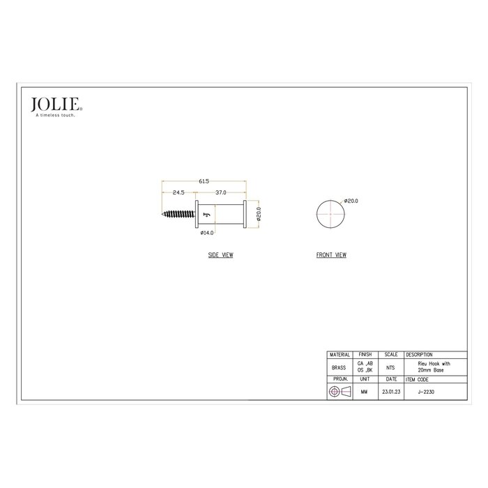JOLIE JOLIE Kleiderhaken RIEU - gealterte Bronze