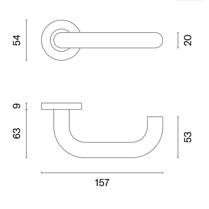STERK Round matt black door handles OVAL 1704 on 9 mm thick rosettes