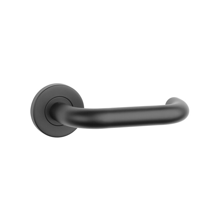 STERK Round matt black door handles OVAL 1704 on 9 mm thick rosettes