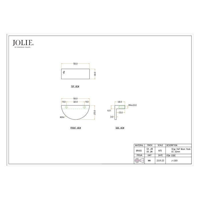 JOLIE Poignées de meubles JOLIE VIRGE - bronze vieilli