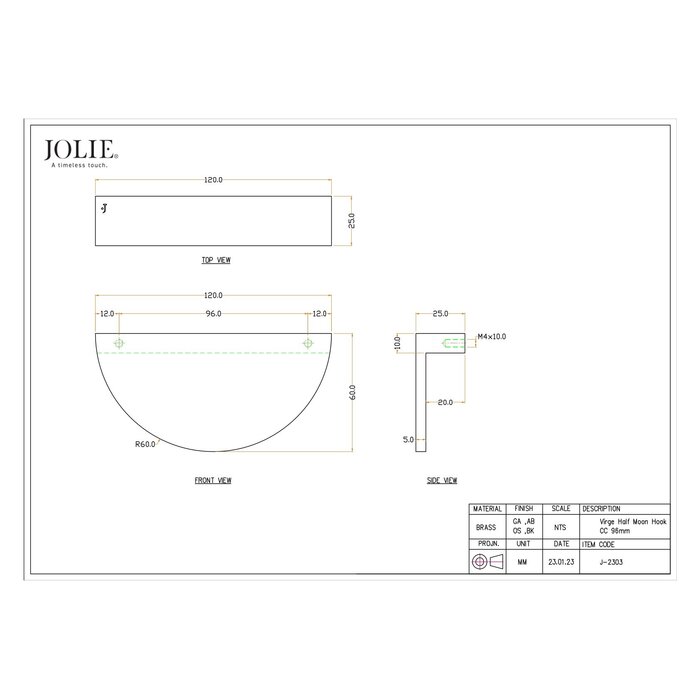 JOLIE JOLIE furniture handles VIRGE - aged black