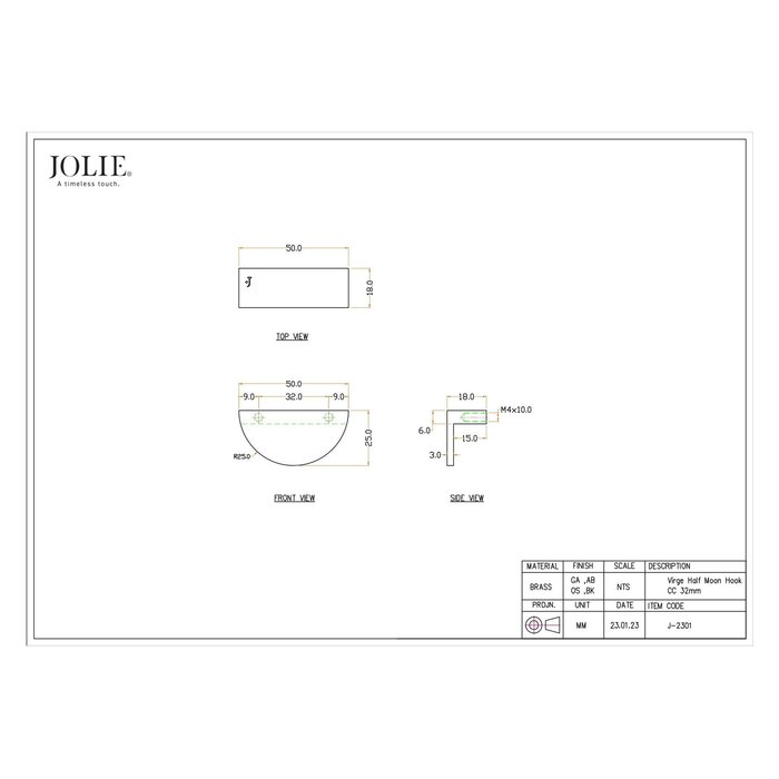 JOLIE JOLIE furniture handles VIRGE - aged silver