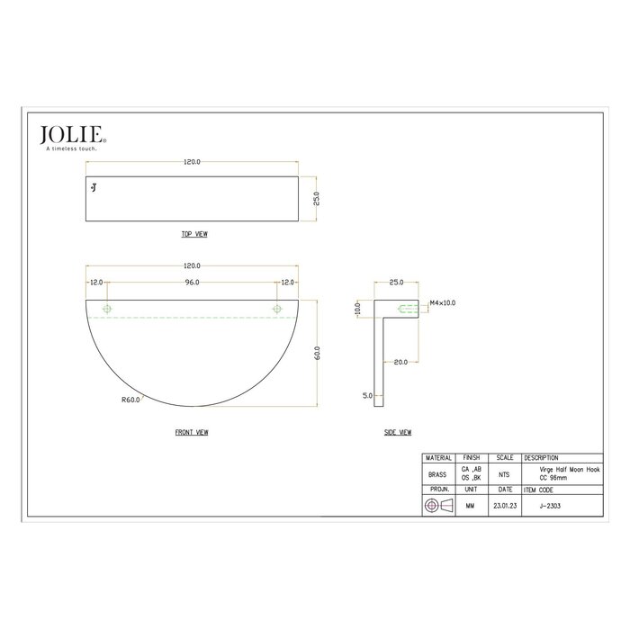 JOLIE Poignées de meubles JOLIE VIRGE - argent vieilli