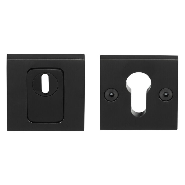 Formani Rosette pour cylindre de sécurité noir mat Basics BSQVEIL-KT solide SKG***