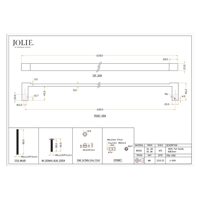 JOLIE JOLIE towel holder ANVIL - aged bronze