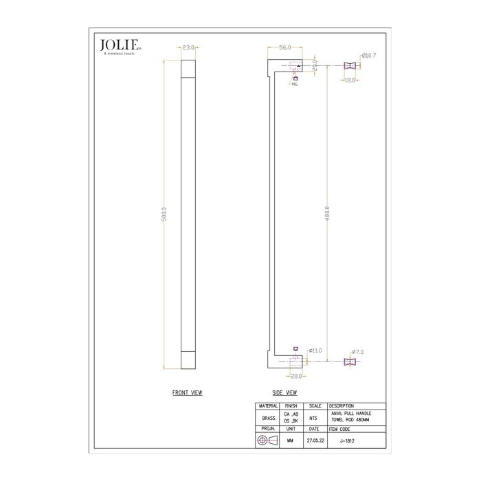 JOLIE Porte-serviettes JOLIE ANVIL - noir vieilli