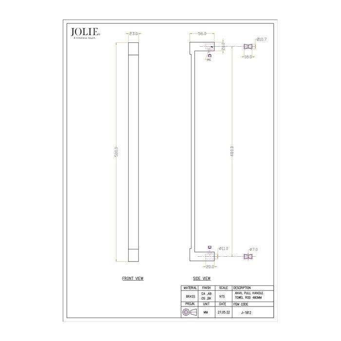 JOLIE JOLIE Handtuchhalter ANVIL - Antikgold
