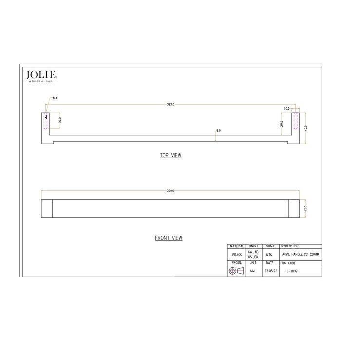 JOLIE Poignées de meubles JOLIE ANVIL - bronze vieilli
