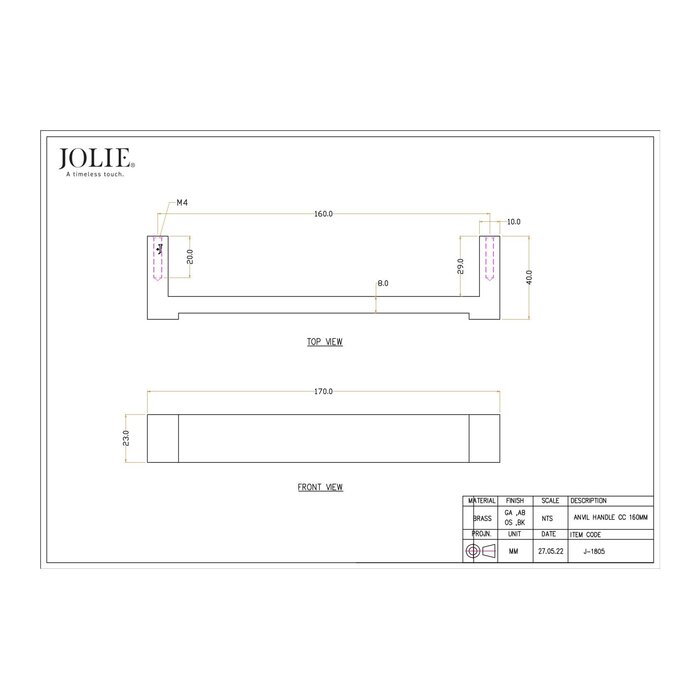 JOLIE JOLIE furniture handles ANVIL - aged silver