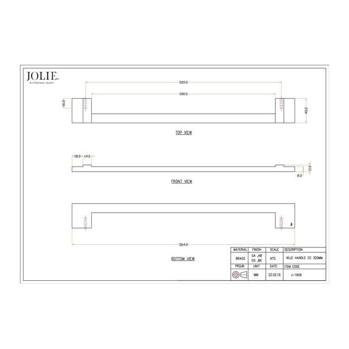 JOLIE JOLIE furniture handles VILLE - aged silver
