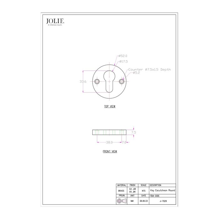 JOLIE Paire d'assiettes cylindriques JOLIE Ø52 mm - argent vieilli