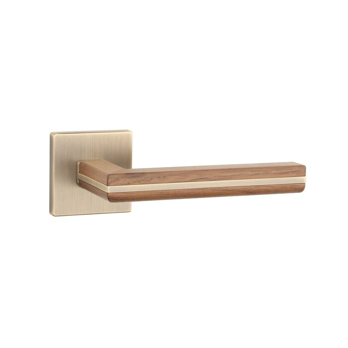 Aprile Solid Aprile door handles TILIA square 52x52x7mm - black walnut handle - antique brass