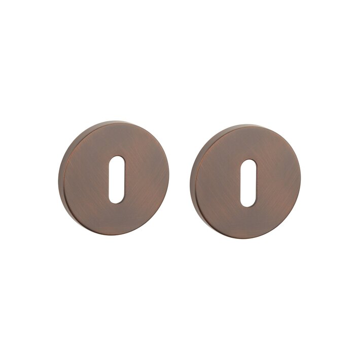 Aprile Paire de plaques de clés rondes APRILE haut de gamme Ø 52 x 7 mm - Terre d'ombre brûlée