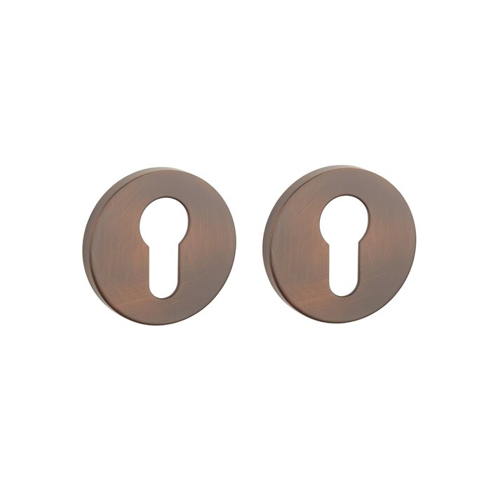 Aprile Pair of round APRILE premium cylinder plates Ø 52x7mm - Burnt Umber