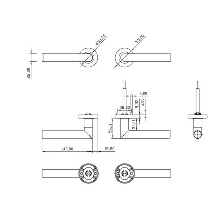 Intersteel Poignée de porte Intersteel Prolock Sicura ø22mm - Acier inoxydable