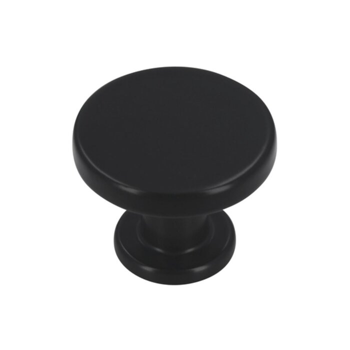 I.B.E. Bouton de meuble rond plat Ø 30 mm avec base en finition noir mat
