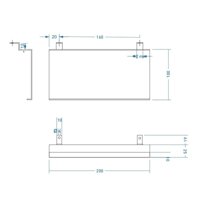 Dulimex Zwarte wandplank voor akoestisch paneel 200 mm