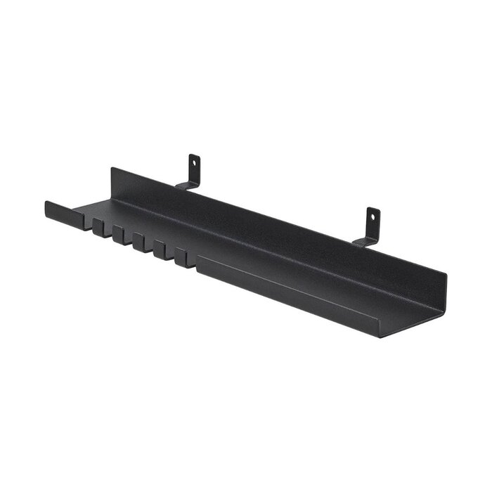 Dulimex Black steel wall shelf with hooks for acoustic panels – key rack 300 mm