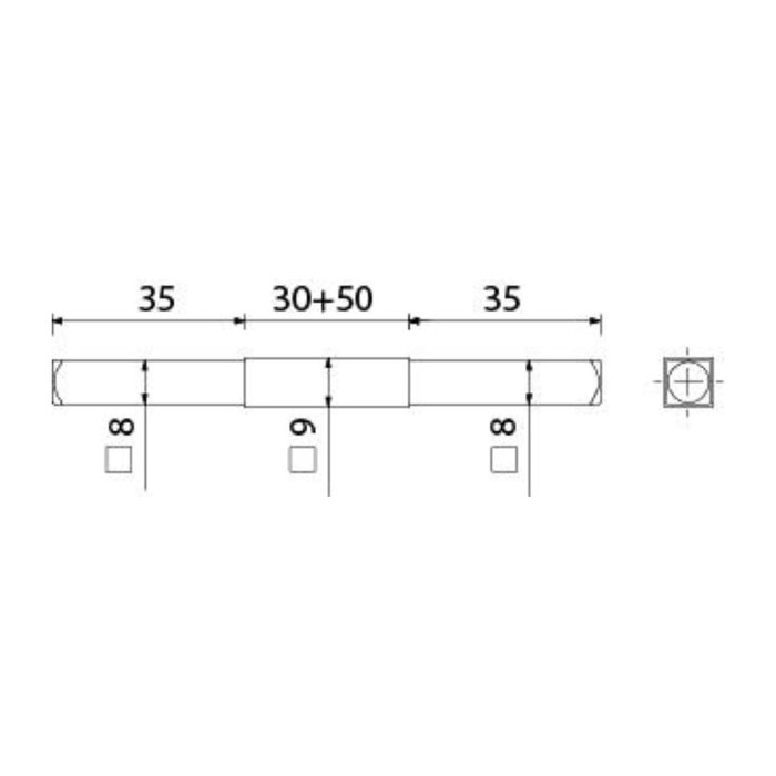 Dulimex Vierkant-verloopstift 8–9–8 mm DD voor panieksloten