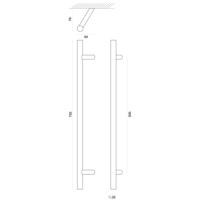 HDD Schwarzer Türgriff ST 25/500/700 - UV-Strukturlackierung mit durchgehender Befestigung